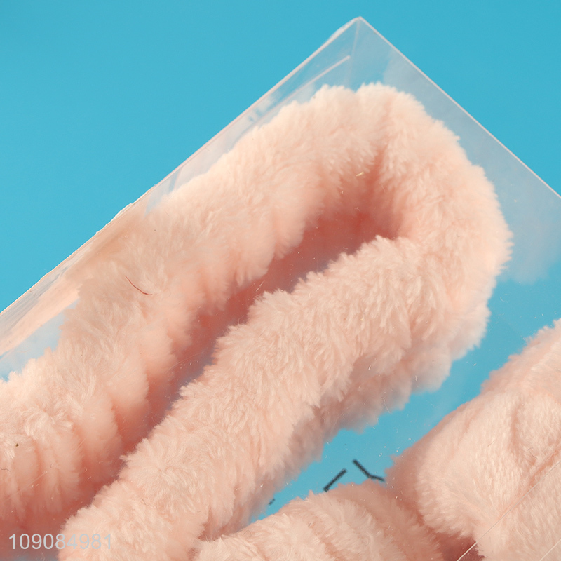 Factory price plush face washing headband wristband set