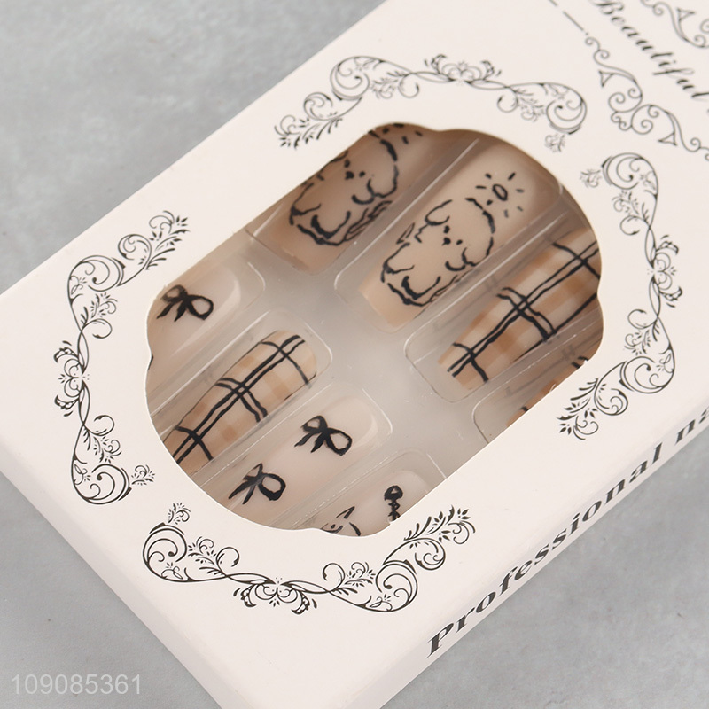 Yiwu market cartoon puppy printed press-on nail nail art for women