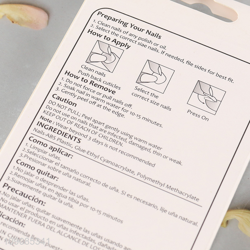 Hot selling natural fake nail press-on nail for nail decoration