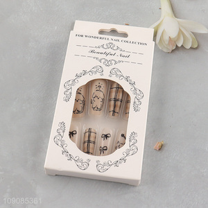 Yiwu market cartoon puppy printed press-on nail nail art for women