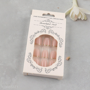 New products pink natural fake nail press-on nail set for sale