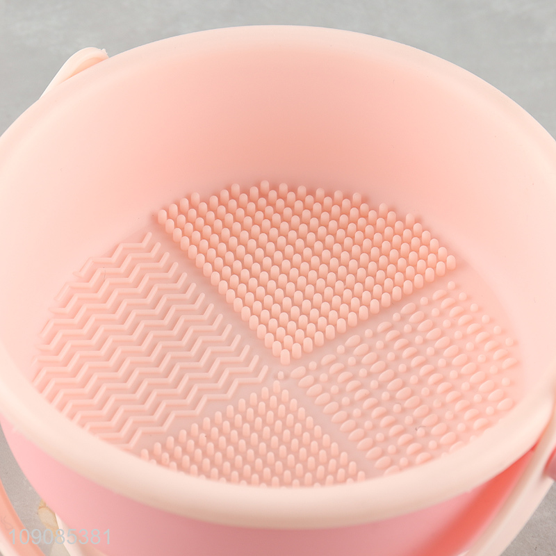 Popular products pink folding makeup brush storage basket with handle