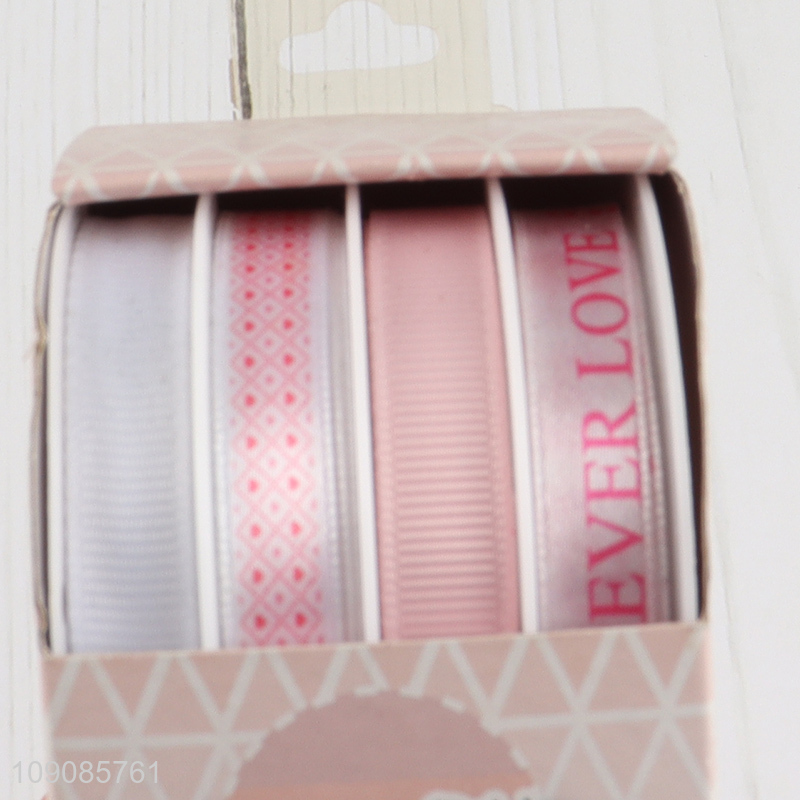 New Product 4 Pieces Polyester Ribbons for Gift Wrapping and Party Decoration