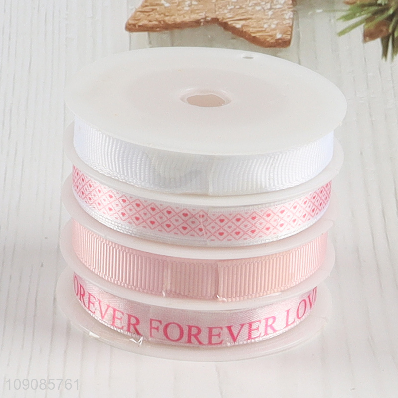 New Product 4 Pieces Polyester Ribbons for Gift Wrapping and Party Decoration