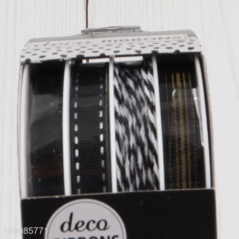Factory Price 4 Pieces Polyester Ribbons for Crafts and Gift Wrapping