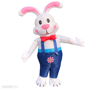 Factory price cartoon inflatable walking rabbit mascot costume