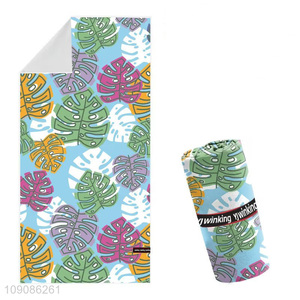 China wholesale leaves pattern quick dry bath towel beach towel