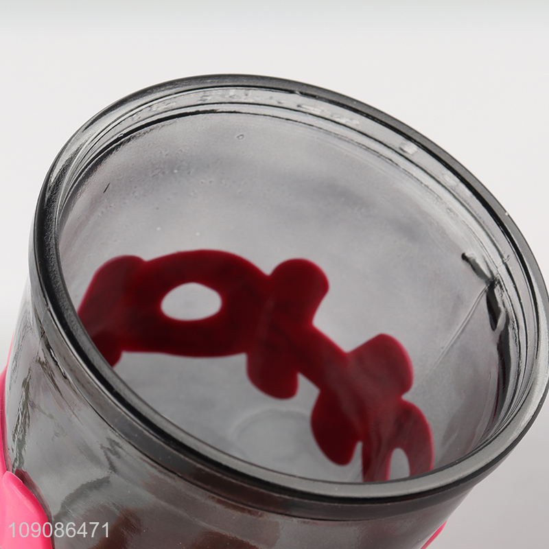 Good price 350ml unbreakable glass water cup drinking cup with straw