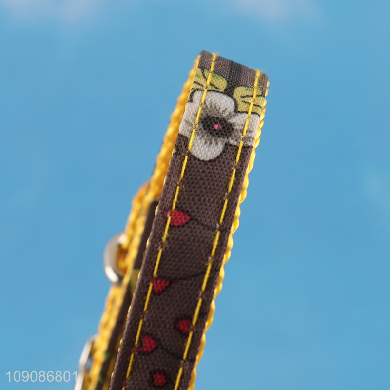 Factory supply anti-lost polyester adjustable pet collar with bell