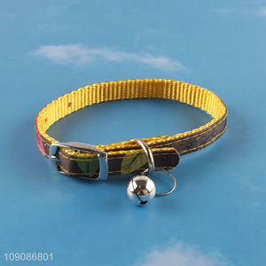 Factory supply anti-lost polyester adjustable pet collar with bell