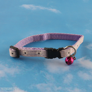 Good quality outdoor polyester adjustable pet collar with bell