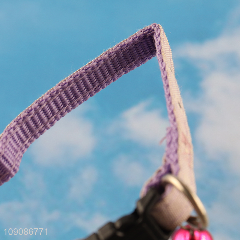 Good quality outdoor polyester adjustable pet collar with bell