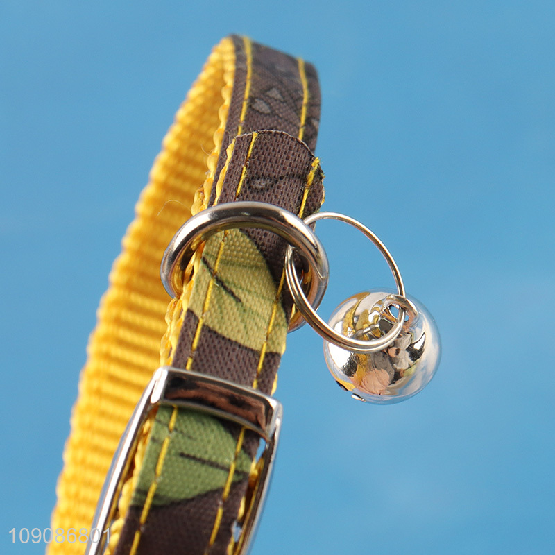 Factory supply anti-lost polyester adjustable pet collar with bell