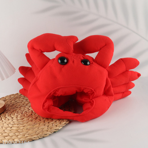 Hot selling crab shape cartoon plush doll hat for party supplies
