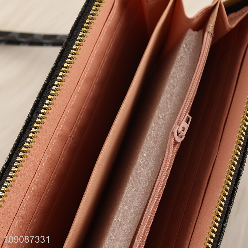 China factory long style pu waterproof wallet with zipper