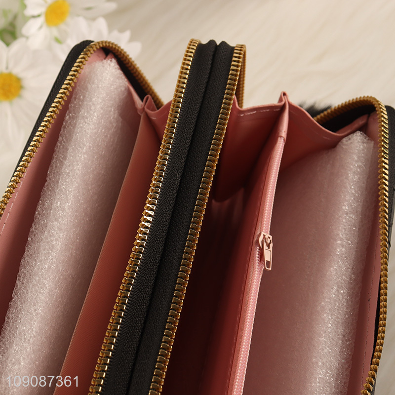 Low price fashionable long style women wallet for gifts