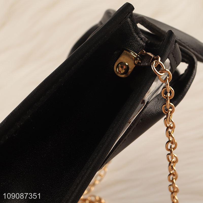 New arrival black fashionable waterproof pu ladies handbag for sale