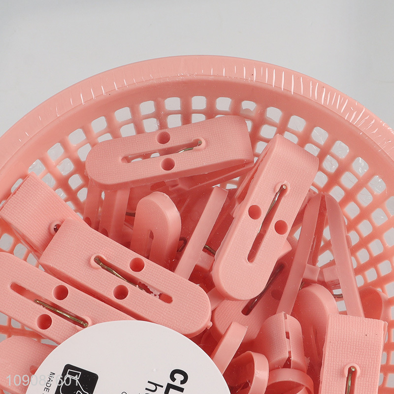 Hot selling household 24pcs plastic clothes pegs clothes clips set wholesale