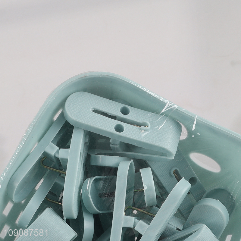 Top selling 24pcs plastic household clothes pegs clothes clips with basket