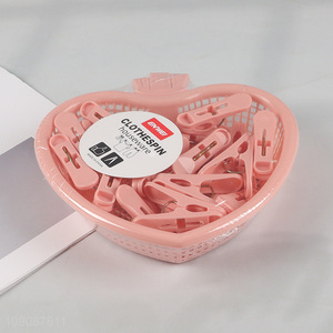 Good selling plastic 20pcs clothes pegs clothes clips with basket