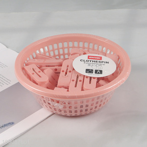 Hot selling household 24pcs plastic clothes pegs clothes clips set wholesale