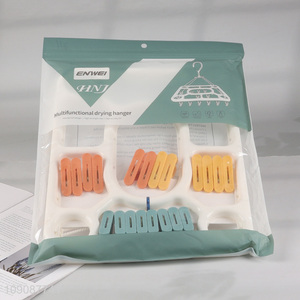 Best selling household plastic multifunctional drying hanger with clips