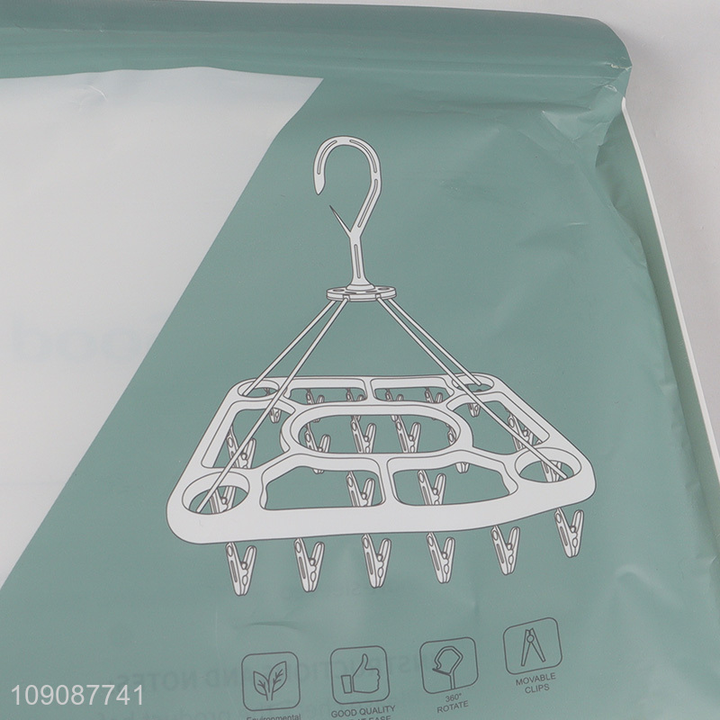 Best selling household plastic multifunctional drying hanger with clips
