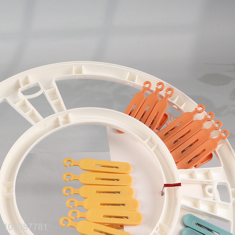 Top quality round household plastic multifunctional drying hanger socks drying rack