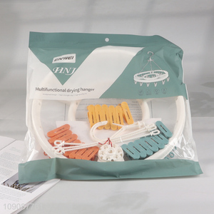 Top quality round household plastic multifunctional drying hanger socks drying rack