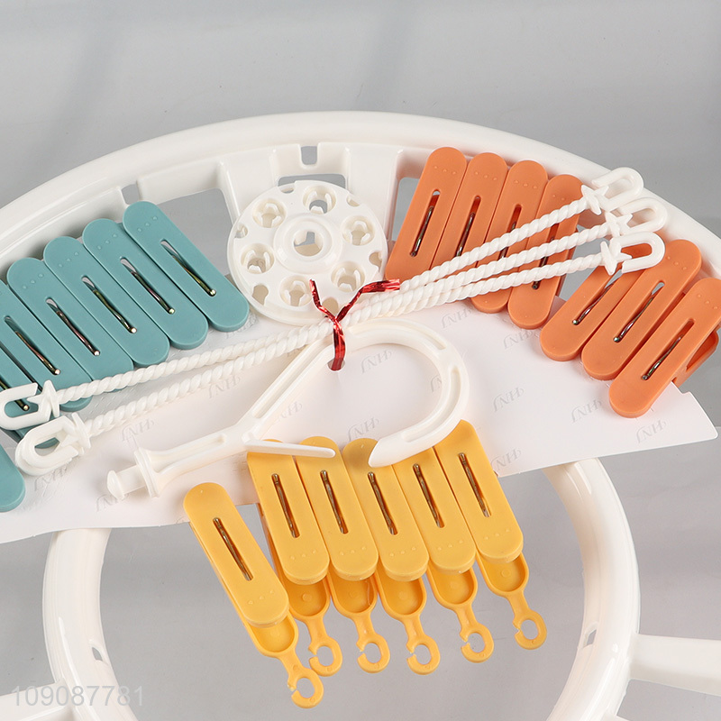 Top quality round household plastic multifunctional drying hanger socks drying rack