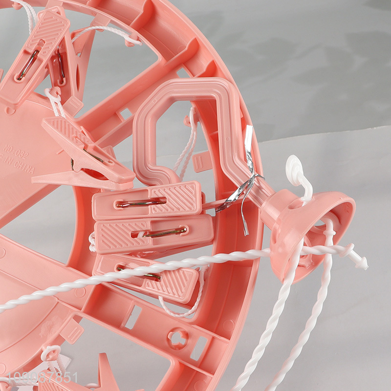 Good selling pink plastic household multifunctional drying hanger clothes hanger socks clips