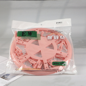 Good selling pink plastic household multifunctional drying hanger clothes hanger socks clips
