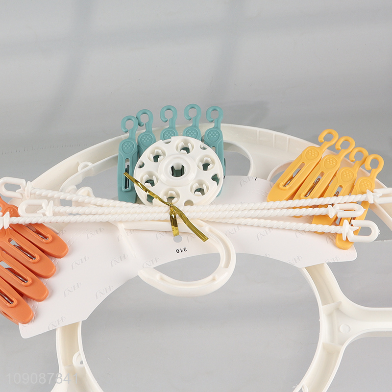 Good price windproof round plastic multifunctional drying hanger socks rack