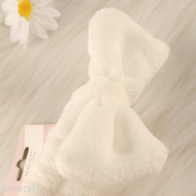 Hot Selling Fluffy Makeup Headband Bowknot Spa Face Washing Headband