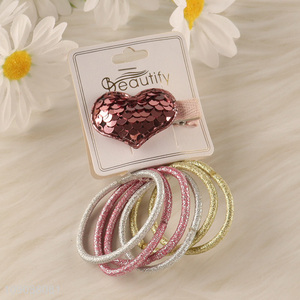 New Product Heart Hair Clip and Hair Bands Set Hair Accessories