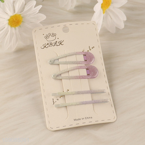 Good Quality 4PCS/Set Glitter Hair Clips Metal Hair Clips Set