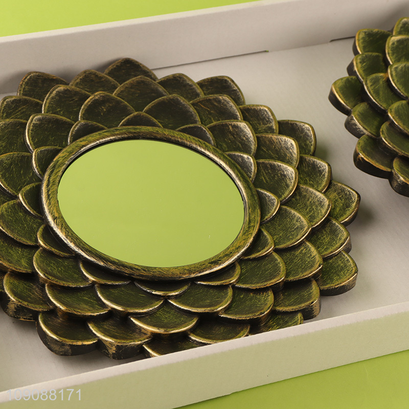 High Quality 3Pcs Wall Mirror and Clock Set for Bedroom Decor