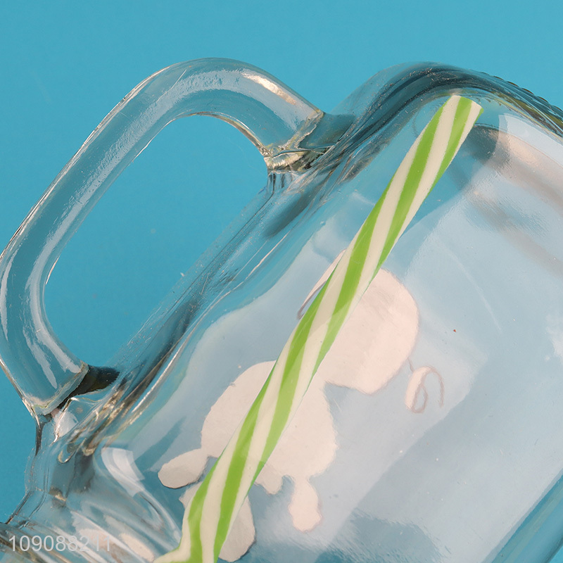 China Imports Cactus Mason Jar Glass Cup With Lid and Straw
