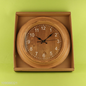 Online Wholesale Wood Grain Plastic Frame Wall Clock for Bedroom Decor