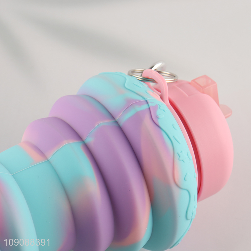 Wholesale 550ML foldable silicone water bottle travel water bottle