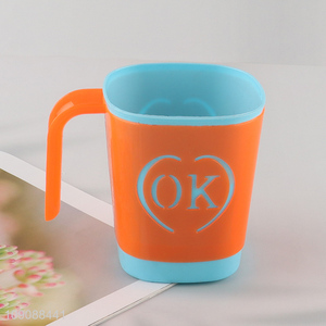 China Imports Plastic Drinking Cup Bathroom Brushing Cup with Handle