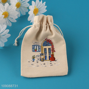 Online Wholesale Cotton Linen Drawstring Bag Treat Bag Small Gift Bag