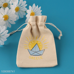 High Quality Cotton Linen Drawstring Bag Custom Print Fabric Bag
