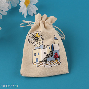 Factory Price Cotton Linen Drawstring Bag Treat Bag Jewelry Pouch
