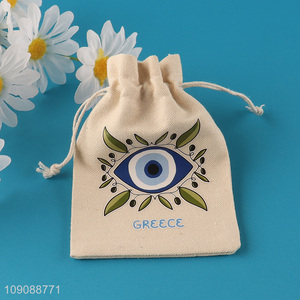 Good Quality Cotton Linen Drawstring Bag Custom Print Fabric Bag