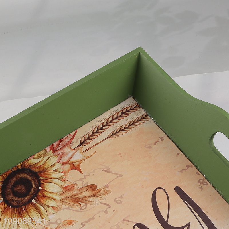 Yiwu market wooden Harvest Festival series storage tray with handle