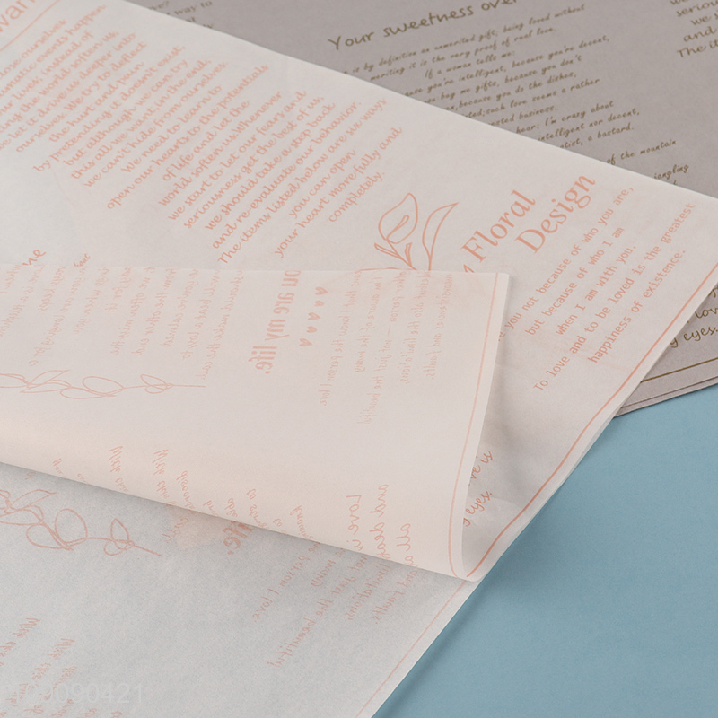 High Quality 20 Pieces 70*50cm Letter Tissue Paper Letter Flower Wrapping Paper