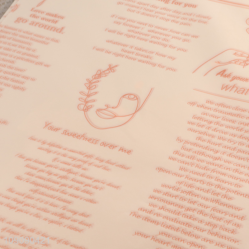 High Quality 20 Pieces 70*50cm Letter Tissue Paper Letter Flower Wrapping Paper