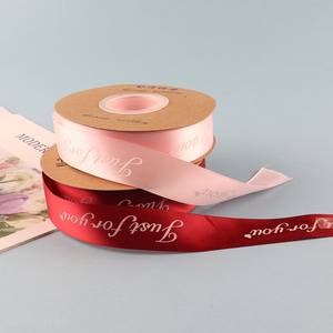 Hot Selling 2.5cm*35 Yards Letter Print Satin Ribbon for Girft Wrapping Flower Bouquet