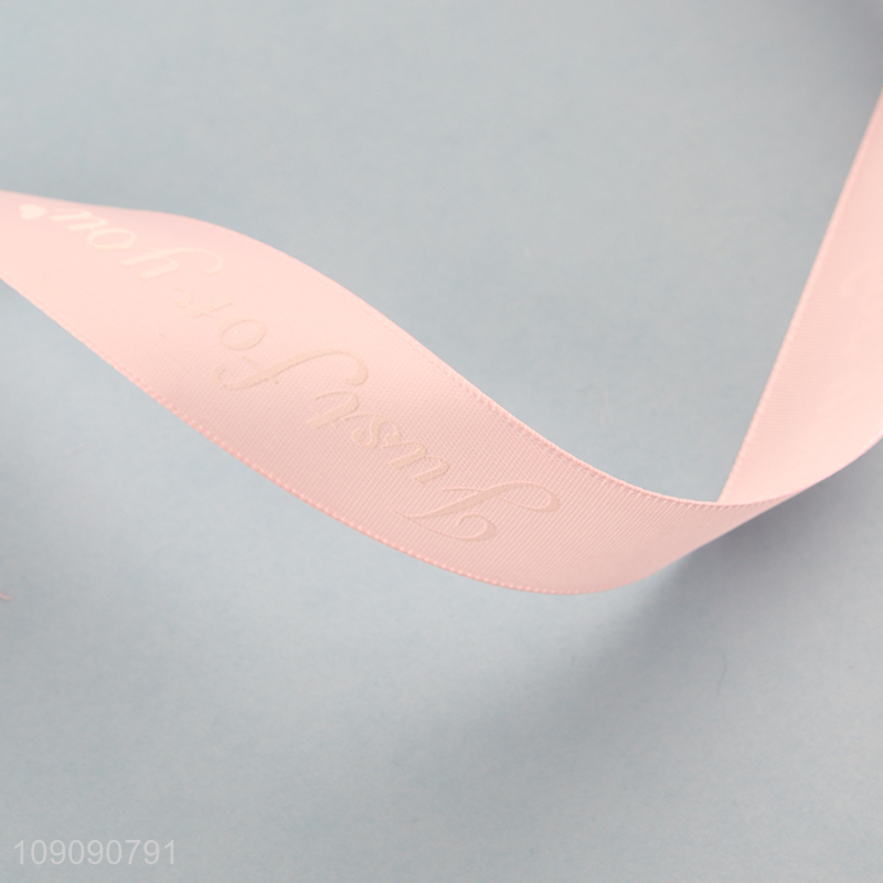 Hot Selling 2.5cm*35 Yards Letter Print Satin Ribbon for Girft Wrapping Flower Bouquet